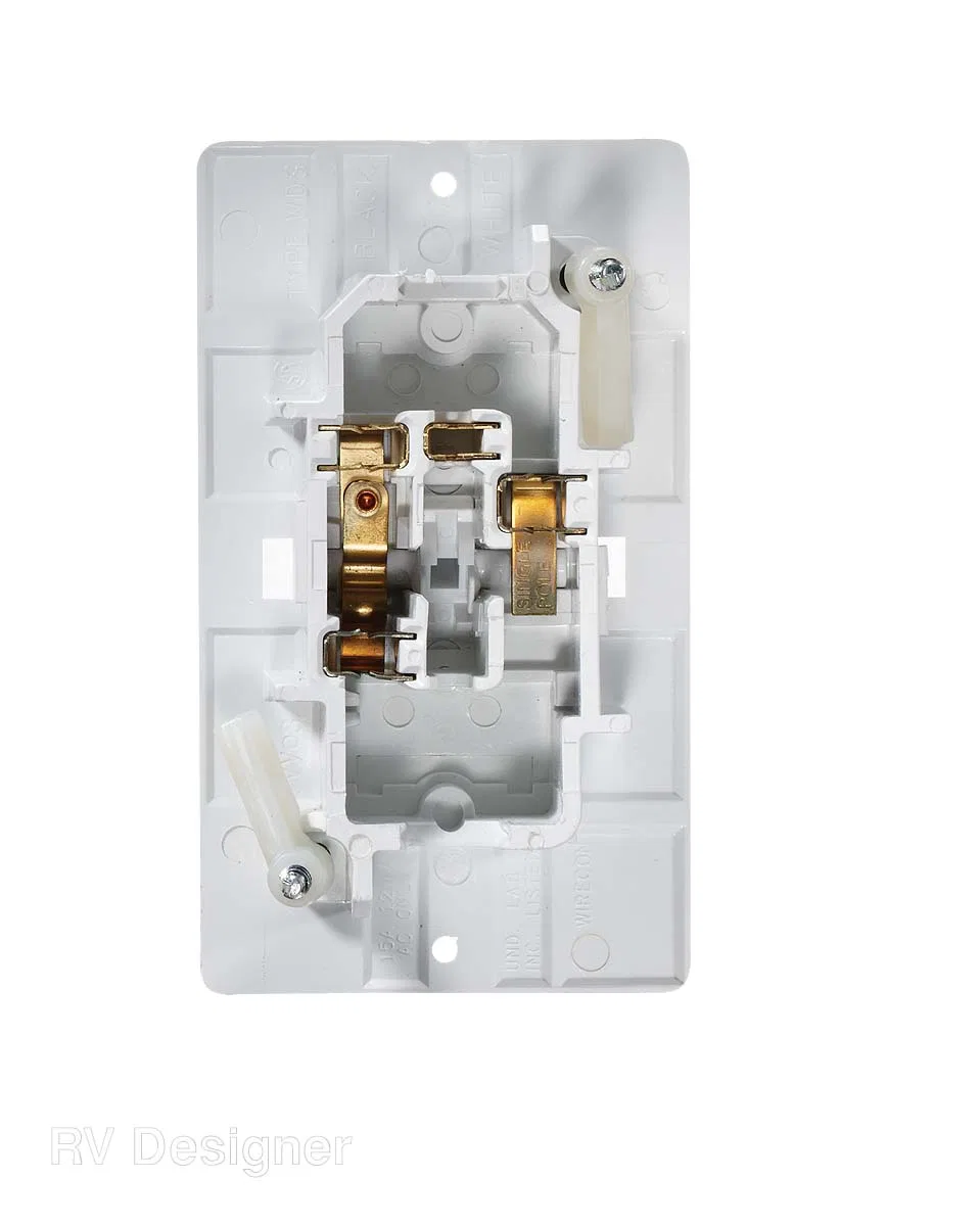 S821 – RV DESIGNER Interior Light Switch, 125 Volt AC Self Contained Wall Switch Toggle White With C - view 2